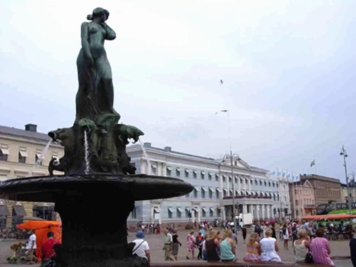 European city square bronze statue